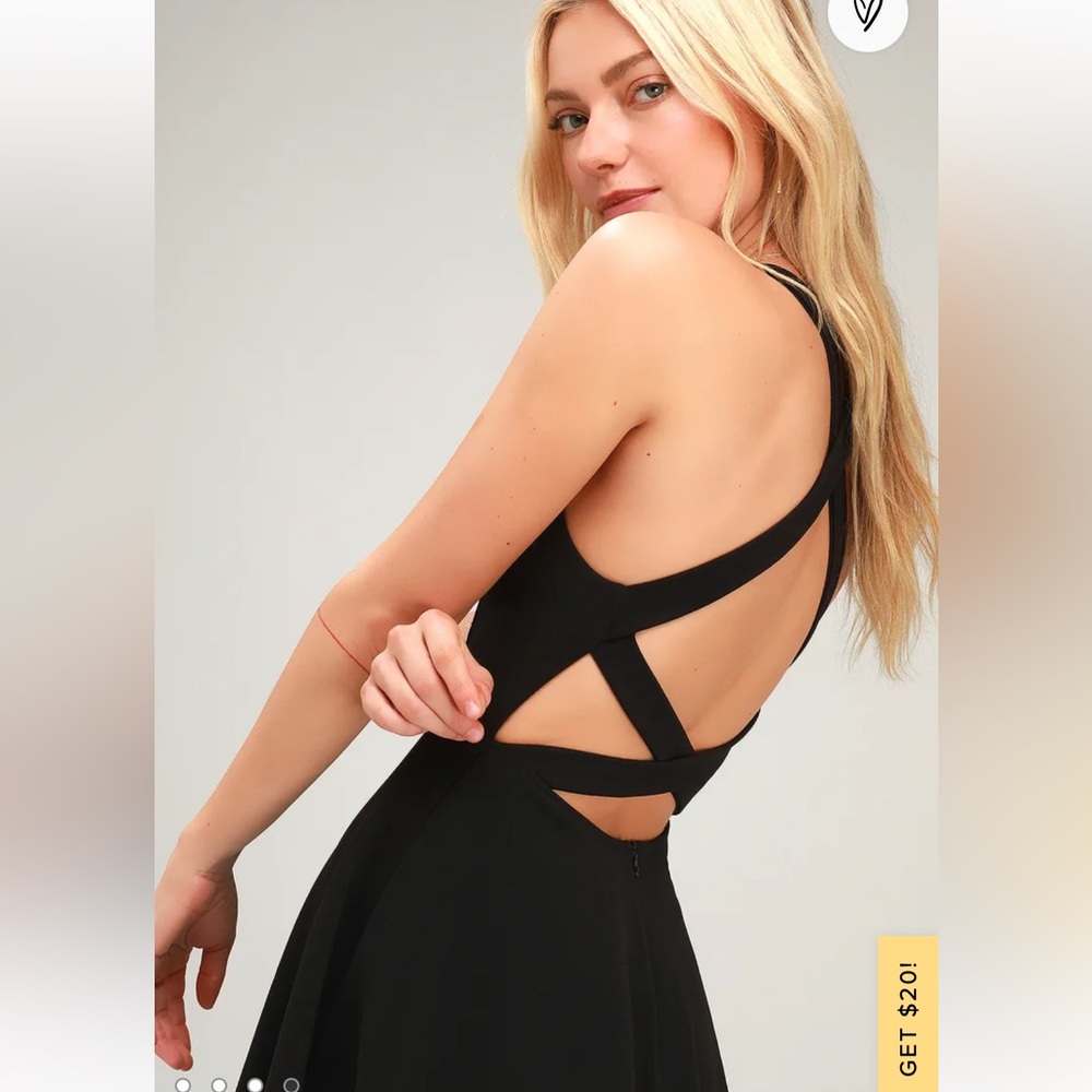 Lulus black skater dress open back